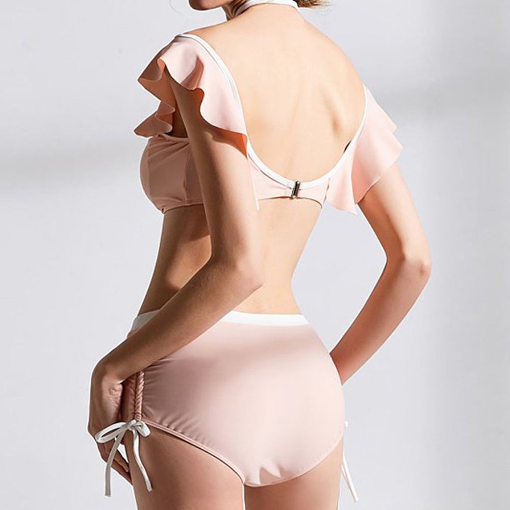 AONIHUA - Pink Crisscross Ruffle Bikini XL - Picture 2 of 13